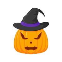 Halloween-Kürbis mit Hut isoliert auf weißem Hintergrund vektor