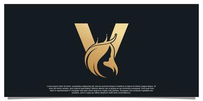 Monogramm-Logo-Design Anfangsbuchstabe v für Geschäfte mit Frauen Schönheitskonzept Premium-Vektor vektor