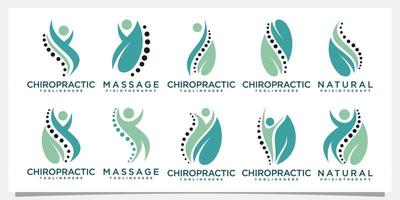 Set Bundle Chiropraktik Logo Design einfaches Konzept Premium-Vektor vektor