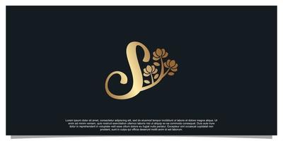 logotyp design brev s med blomma unik begrepp premie vektor