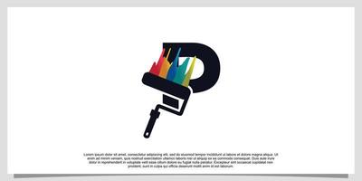 Logo-Design Anfangsbuchstabe p für Unternehmen mit Lackfarbe vektor