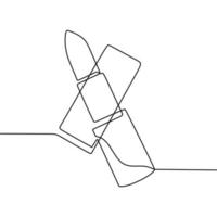 fortlaufende Linienzeichnung von Kosmetika vektor