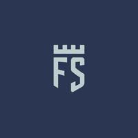 fs-Logo-Monogramm mit Festungsschloss und Schildstil-Design vektor