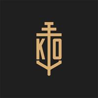 ko initiales Logo-Monogramm mit Säulen-Icon-Design-Vektor vektor