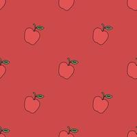 Nahtloses Apfelmuster. farbiges nahtloses Gekritzelmuster mit roten Äpfeln vektor