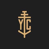 yc initiala logotyp monogram med pelare ikon design vektor