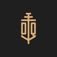 dq initiala logotyp monogram med pelare ikon design vektor