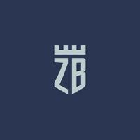 zb logotyp monogram med fästning slott och skydda stil design vektor