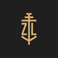 zl initiala logotyp monogram med pelare ikon design vektor