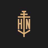 hn anfängliches Logo-Monogramm mit Pfeiler-Icon-Design-Vektor vektor