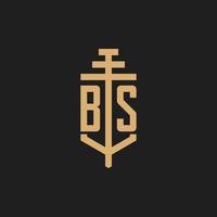 bs initiala logotyp monogram med pelare ikon design vektor