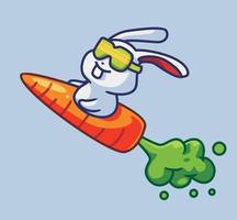 söt kanin med morot som en raket vektor