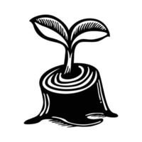 schwarz-weiß wachsende Pflanze Vektor-Logo-Symbol vektor