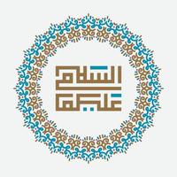 vektor kalligrafi av islam assalamualaikum med årgång runda prydnad. Översätt, fred vara på du.