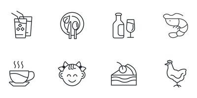 Restaurantsymbole gesetzt. Restaurant-Pack-Symbol-Vektorelemente für Infografik-Web vektor