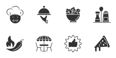 Restaurantsymbole gesetzt. Restaurant-Pack-Symbol-Vektorelemente für Infografik-Web vektor