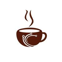 kaffe tech vektor logotyp design. digital kaffe ikon vektor mall.