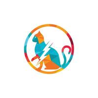 Flash-Katzen-Vektor-Logo-Design. Katzen- und Gewitter-Symbol-Logo. vektor