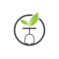 Gesundheit Natur Logo Designvorlage. modernes natürliches Blatt mit Stethoskop-Arzt-Icon-Design. vektor