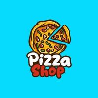 pizza-logo im illustrationskarikaturstil, pizzascheiben vektor