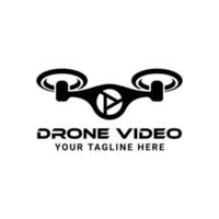 Drohnen-Videofilmer-Logo. Video abspielen schwarzes Symbol Symbol Vorlage Vektor