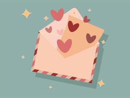 kuvert med en brev. kärlek meddelande. för hjärtans dag. vektor illustration.