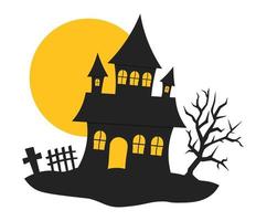 Silhouette der Horrorhaus-Halloween-Konzeptvektorillustration im flachen Stil vektor