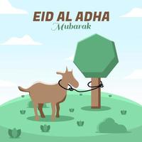 grußkarte eid al adha lammziege vektorillustration vektor