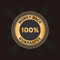 100 procent pengar tillbaka garanti gyllene bricka vektor