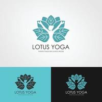 mänsklig yoga med lotus logotyp designmall. vektor