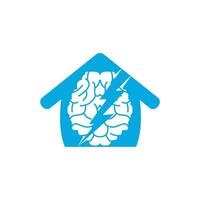 Donner-Gehirn-Vektor-Logo-Design. Gehirn mit Donner und Home-Logo-Symbol. vektor