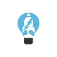 elektrisk raket vektor logotyp design. raket med blixt och ljus Glödlampa logotyp ikon.