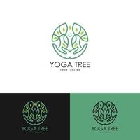 menschliches Yoga mit Lotus-Logo-Design-Vorlage. vektor