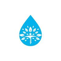 Wassertropfen mit menschlichem Baum-Symbol-Vektor-Logo-Design. Natur Pflanze Wasser Frühling Logo Wassertropfen natürlicher Designvektor. vektor