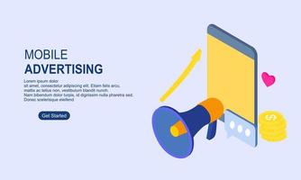 mobil reklam, social media kampanj, digital marknadsföring begrepp illustration vektor