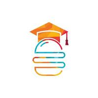 mat utbildning vektor logotyp design. burger och gradering keps ikon.