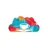 Kaffeebuch mit Wolkenform-Vektor-Logo-Design. Kultiges Logo des Teebuchladens. vektor