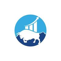 finanzielles Stier-Logo-Design. Handelsbullendiagramm, Finanzlogo. Wirtschaft, Finanzen, Diagramm, Balken, Business, Produktivität, Logo, Symbol. vektor