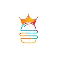 Burger King-Vektor-Logo-Design. Burger mit Kronensymbol-Logo-Konzept. vektor