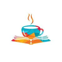 Kaffeebuch-Vektor-Logo-Design. Kultiges Logo des Teebuchladens. vektor