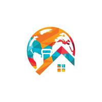 Designvorlage für globales Home-Vektor-Logo. Welthaus-Vektor-Logo-Design-Konzept vektor