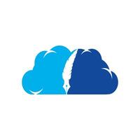 Cloud-Feder-Vektor-Logo-Design. Gesetz Rechtsanwalt Werbetexter Schriftsteller stationäre Logo-Konzept-Symbol. vektor