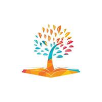 träd med bok utbildning logotyp mall. vektor