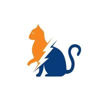 Flash-Katzen-Vektor-Logo-Design. Katzen- und Gewitter-Symbol-Logo. vektor