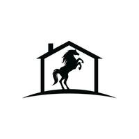 Pferde- und Heimvektor-Logo-Design. Pferdelogo begleitet Hauskonzepte. vektor