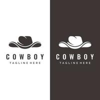 einfache Silhouette Cowboy-Hut-Logo-Template-Design isoliert auf schwarzem und weißem Hintergrund. vektor