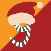 jul första advent kalender 9. randig 9 i en santa hatt. vektor illustration