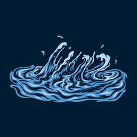 vektor illustration av vatten stänk, hand dragen linje stil med digital Färg