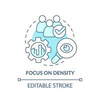 fokus på densitet turkos konceptikon. antal bilar. bygga mobilitetstjänst abstrakt idé tunn linje illustration. isolerade konturritning. redigerbar linje. vektor