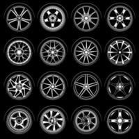uppsättning av bil hjul, sudd däck, lastbil hjul element illustration. 3d illustration av fälgar bil samlingar. vektor eps 10.